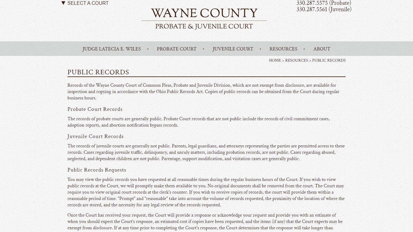 Public Records | Probate and Juvenile Court